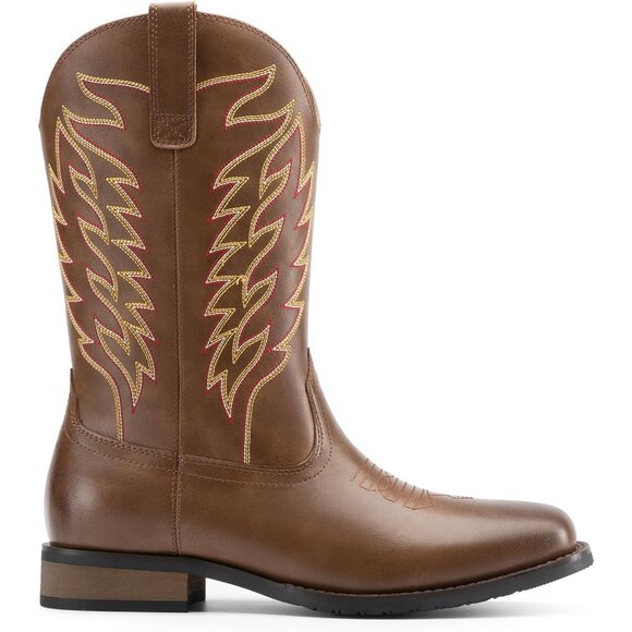 Men\'s Coffee Slip On Western Boots With Chic Embroidered Durable Short Boot main image 5